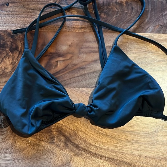 New Bikini lab black knotted triangle string bikini top - Picture 2 of 5